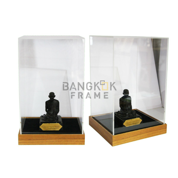 กรอบกล่องใสโชว์สินค้าฐานไม้